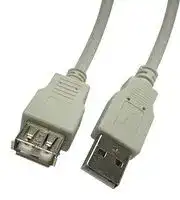 2490-1: USB Cable, Type A Plug to Type A Receptacle, 1 m, 3.3 ft, USB 2.0, Beige