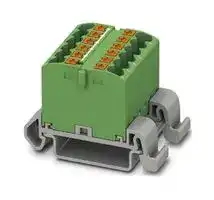3273162: Panel Mount Barrier Terminal Block, Green, NS35A, 24 A, 690 V, 12 Pole, Push In, 12 AWG
