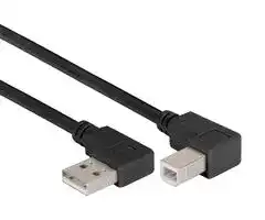 CABLK90RA-RB-05M: USB Cable, 90° Type A Plug to 90° Type B Plug, 500 mm, 19.7 ft, USB 2.0, Black