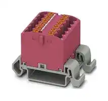 3273171: Panel Mount Barrier Terminal Block, Pink, NS35A, 24 A, 690 V, 12 Pole, Push In, 12 AWG