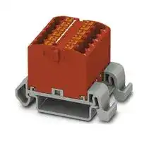 3273158: Panel Mount Barrier Terminal Block, Red, NS35A, 24 A, 690 V, 12 Pole, Push In, 12 AWG