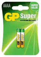 GPPCA025A001: Battery, 1.5 V, AAAA, Alkaline, Raised Positive and Flat Negative, 2