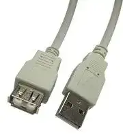 2490-3: USB Cable, Type A Plug to Type A Receptacle, 3 m, 9.8 ft, USB 2.0, Beige