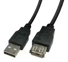 2490-0.5BK: USB Cable, Type A Plug to Type A Receptacle, 500 mm, 1.64 ft, USB 2.0, Black