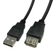 2490-1BK: USB Cable, Type A Plug to Type A Receptacle, 1 m, 3.3 ft, USB 2.0, Black