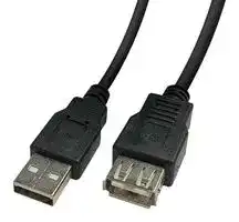 2490BK: USB Cable, Type A Plug to Type A Receptacle, 2 m, 6.6 ft, USB 2.0, Black