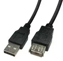 2490-3BK: USB Cable, Type A Plug to Type A Receptacle, 3 m, 9.8 ft, USB 2.0, Black
