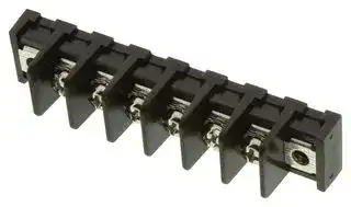 MC001354: Panel Mount Barrier Terminal Block, 1 Row, 6 Ways, 22 AWG, 14 AWG, 9.5 mm, 20 A