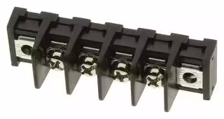 MC001352: Panel Mount Barrier Terminal Block, 1 Row, 4 Ways, 22 AWG, 14 AWG, 9.5 mm, 20 A