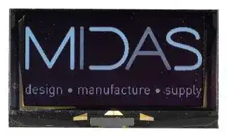 MDOG256128AV-WM: Graphic OLED, 256 x 128 Pixels, White on Black, 3V, I2C, Parallel, SPI, 71.86mm x 73mm, -40 °C