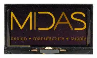 MDOG256128AV-YM: Graphic OLED, 256 x 128 Pixels, Yellow on Black, 3V, I2C, Parallel, SPI, 41.86mm x 73mm, -40 °C