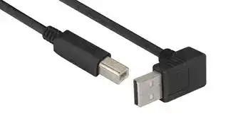 CABLK90UA-B-5M: USB Cable, 90° Type A Plug to Type B Plug, 5 m, 16.4 ft, USB 2.0, Black