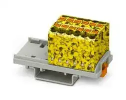 3273042: Panel Mount Barrier Terminal Block, Yel/Blk, NS35, 24 A, 690 V, 12 Pole, Push In, 12 AWG
