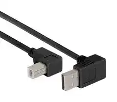 CABLK90UA-UB-03M: USB Cable, 90° Type A Plug to 90° Type B Plug, 300 mm, 11.8 ft, USB 2.0, Black