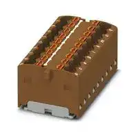 3002777: Panel Mount Barrier Terminal Block, Brown, 17.5 A, 450 V, 18 Pole, Push In, 14 AWG