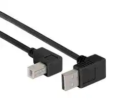 CABLK90UA-UB-05M: USB Cable, 90° Type A Plug to 90° Type B Plug, 500 mm, 19.7 ft, USB 2.0, Black
