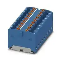 3002764: Panel Mount Barrier Terminal Block, Blue, 17.5 A, 450 V, 18 Pole, Push In, 14 AWG