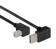 CABLK90UA-UB-1M: USB Cable, 90° Type A Plug to 90° Type B Plug, 1 m, 3.3 ft, USB 2.0, Black