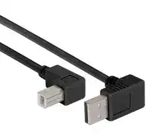 CABLK90UA-UB-3M: USB Cable, 90° Type A Plug to 90° Type B Plug, 3 m, 9.8 ft, USB 2.0, Black