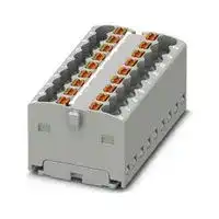 3002760: Panel Mount Barrier Terminal Block, Grey, 17.5 A, 450 V, 18 Pole, Push In, 14 AWG