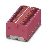 3002790: Panel Mount Barrier Terminal Block, Pink, 17.5 A, 450 V, 18 Pole, Push In, 14 AWG