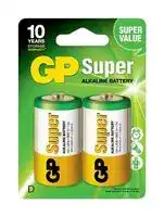 GPPCA13AS002: Battery, 1.5 V, D, Alkaline, Raised Positive and Flat Negative, 2