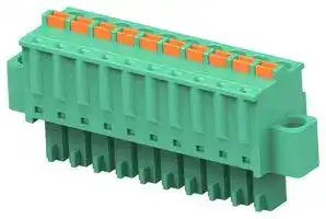 1-2842506-0: Pluggable Terminal Block, w/ Flange, Green, 3.81 mm, 10 Ways, 28 AWG, 16 AWG, 1.3 mm², Push In
