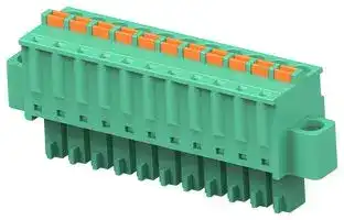 1-2842506-1: Pluggable Terminal Block, w/ Flange, Green, 3.81 mm, 11 Ways, 28 AWG, 16 AWG, 1.3 mm², Push In
