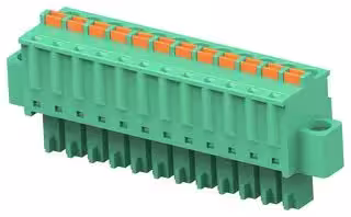 1-2842506-2: Pluggable Terminal Block, w/ Flange, Green, 3.81 mm, 12 Ways, 28 AWG, 16 AWG, 1.3 mm², Push In
