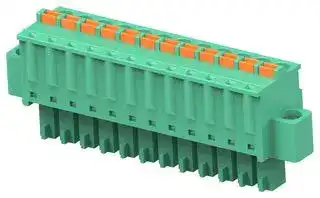 1-2842506-2: Pluggable Terminal Block, w/ Flange, Green, 3.81 mm, 12 Ways, 28 AWG, 16 AWG, 1.3 mm², Push In