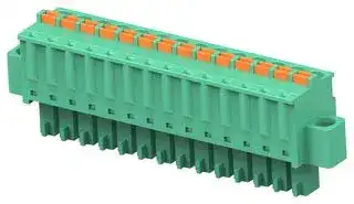 1-2842506-4: Pluggable Terminal Block, w/ Flange, Green, 3.81 mm, 14 Ways, 28 AWG, 16 AWG, 1.3 mm², Push In