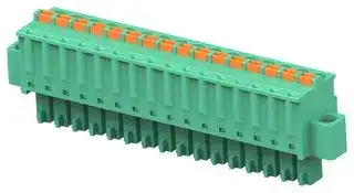 1-2842506-6: Pluggable Terminal Block, w/ Flange, Green, 3.81 mm, 16 Ways, 28 AWG, 16 AWG, 1.3 mm², Push In