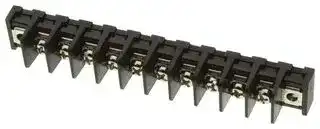 MC001356: Panel Mount Barrier Terminal Block, 1 Row, 10 Ways, 22 AWG, 14 AWG, 9.5 mm, 20 A