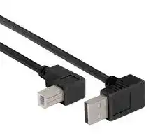 CABLK90UA-UB-5M: USB Cable, 90° Type A Plug to 90° Type B Plug, 5 m, 16.4 ft, USB 2.0, Black