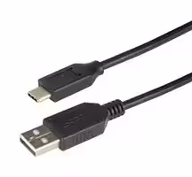 CAU2CA-03M: USB Cable, Type A Plug to Type C Plug, 300 mm, 11.8 ft, USB 2.0, Black