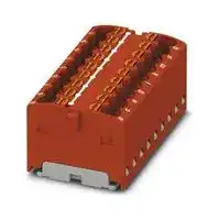 3002767: Panel Mount Barrier Terminal Block, Red, 17.5 A, 450 V, 18 Pole, Push In, 14 AWG