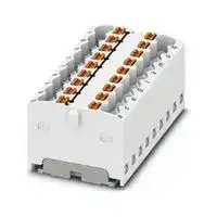 3002780: Panel Mount Barrier Terminal Block, White, 17.5 A, 450 V, 18 Pole, Push In, 14 AWG