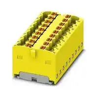 3002770: Panel Mount Barrier Terminal Block, Yellow, 17.5 A, 450 V, 18 Pole, Push In, 14 AWG