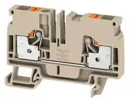 1992110000: DIN Rail Mount Terminal Block, 2 Ways, 22 AWG, 8 AWG, 6 mm², Push In, 41 A
