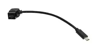 KUCCBK20: USB Cable, 90° Type C Receptacle to Type C Plug, 200 mm, 7.9 ", USB 3.0, Black