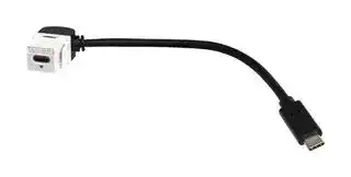 KUCCWH20: USB Cable, 90° Type C Receptacle to Type C Plug, 200 mm, 7.9 ", USB 3.0, Black