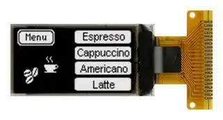 MDOG064128EY-WMT: Graphic OLED, 64 x 128 Pixels, White on Black, 3.3V, I2C, SPI, 14mm x 67mm, -40 °C