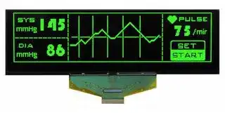 MCOT256064CY-GM: Graphic OLED, 256 x 64 Pixels, Green on Black, 2.8V, Multi, 146mm x 45mm, -40 °C