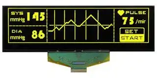 MCOT256064CY-YM: Graphic OLED, 256 x 64 Pixels, Yellow on Black, 2.5V, Parallel, SPI, 146mm x 45mm, -40 °C