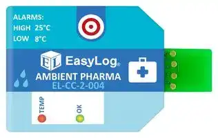 EL-CC-2-004 PK10: Data Logger, 25°C High Alarm Level, Temperature & Humidity, 1 Channel, 32637 Samples, USB