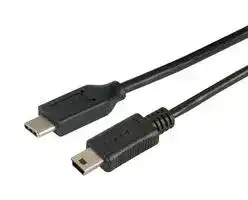 CAU2CMB5-1M: USB Cable, Type C Plug to Mini Type B Plug, 1 m, 3.3 ft, USB 2.0, Black