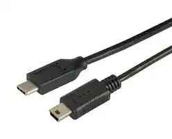 CAU2CMB5-5M: USB Cable, Type C Plug to Mini Type B Plug, 5 m, 16.4 ft, USB 2.0, Black