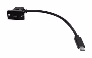 KUCC20BPM: USB Cable, 90° Type C Receptacle to Type C Plug, 200 mm, 7.9 ", USB 3.0, Black