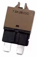 MP015924: Thermal Circuit Breaker, T3, MP 102 Series, 7.5 A, 1 Pole, 28 V, Auto Fuse Holder