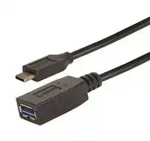 CAU31CAF-03M: USB Cable, Type C Plug to Type A Receptacle, 300 mm, 11.8 ft, USB 3.0, Black